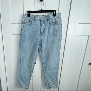Mom Refuge Denim Light Blue Jeans with Frayed Bottoms - Size 11